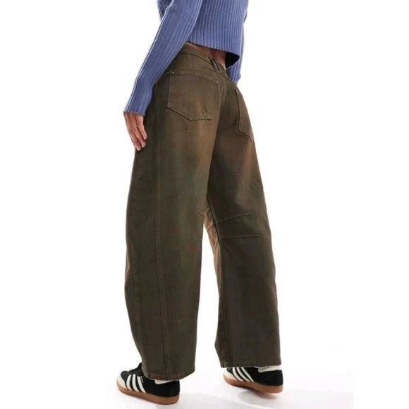 NEW Free People We the free Barrel Jeans good luck coated Size 26 Brown NWT $178 - Picture 1 of 10